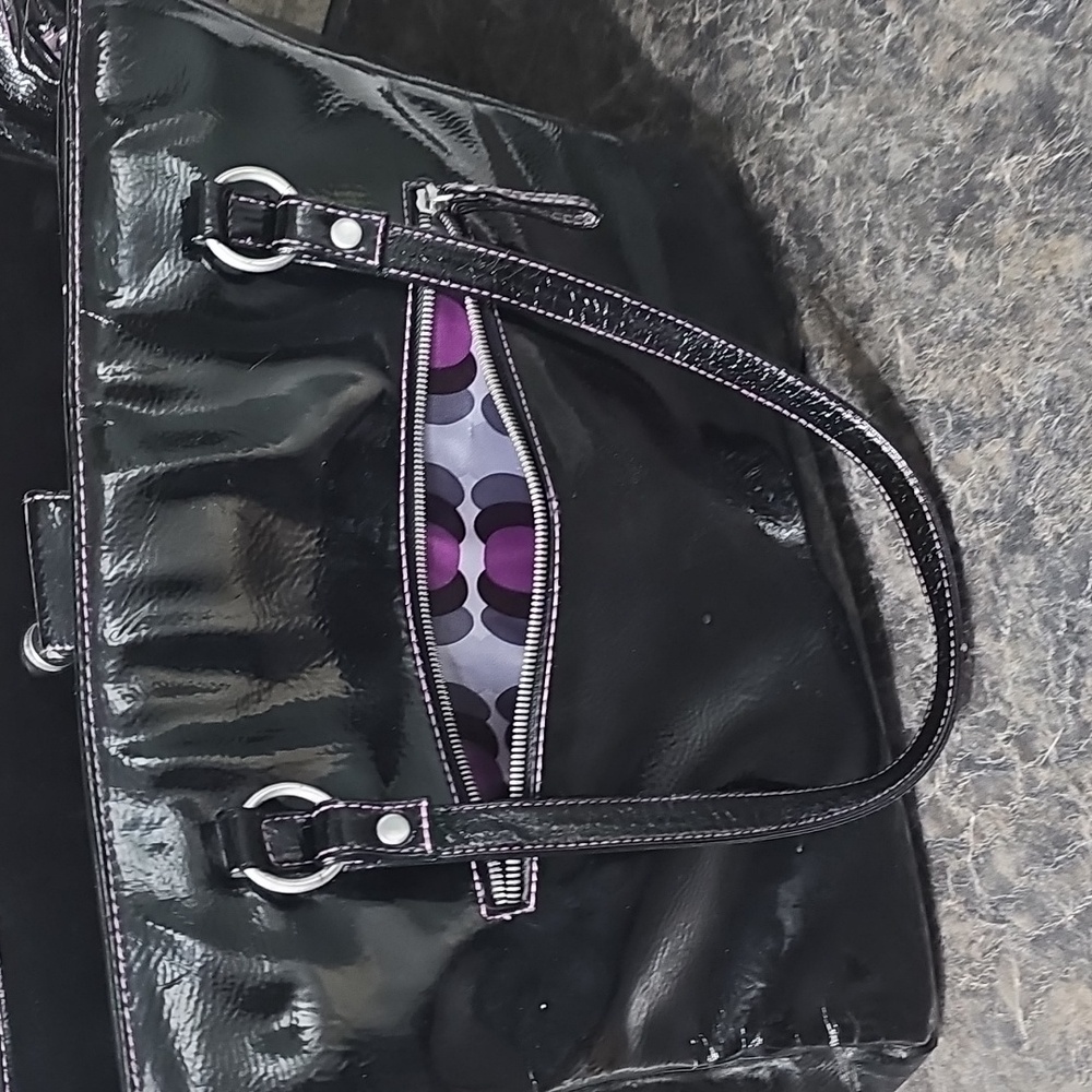 Studio C Black Patent Expandable Laptop Tote Bag Work Bag 💻👜 - Picture 3 of 4